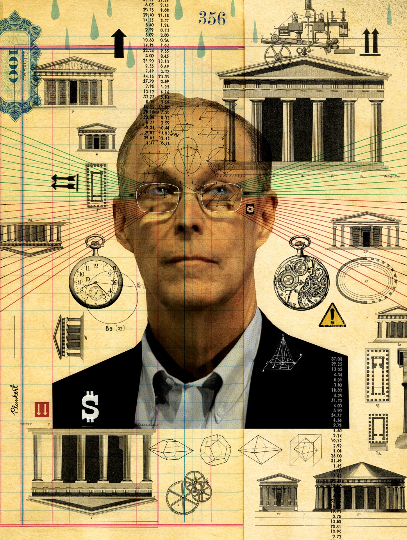collage illustration of Doug Diamond &rsquo;75